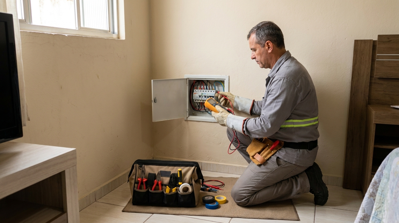 Eletricista trabalhando em Limeira‑SP