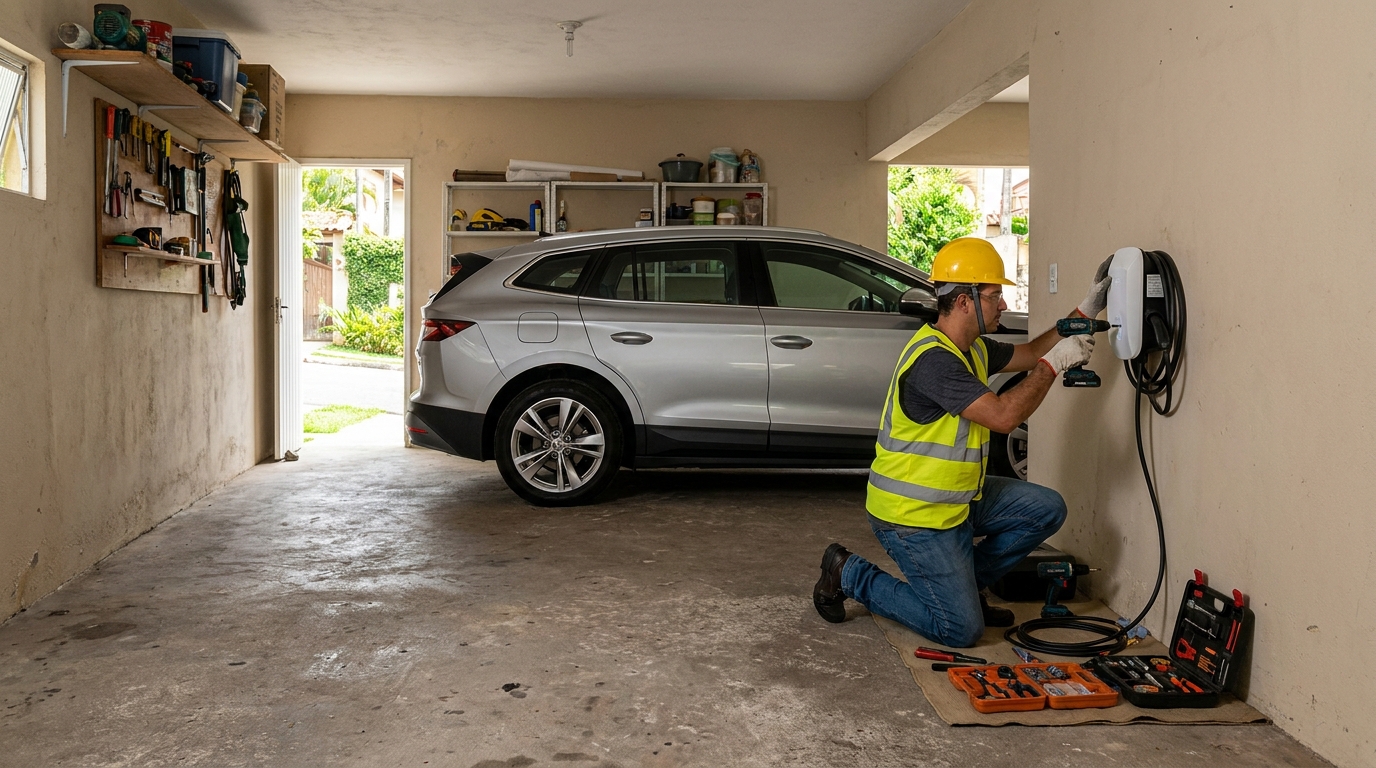 Instalacao de carregador de carro eletrico residencial em Limeira‑SP