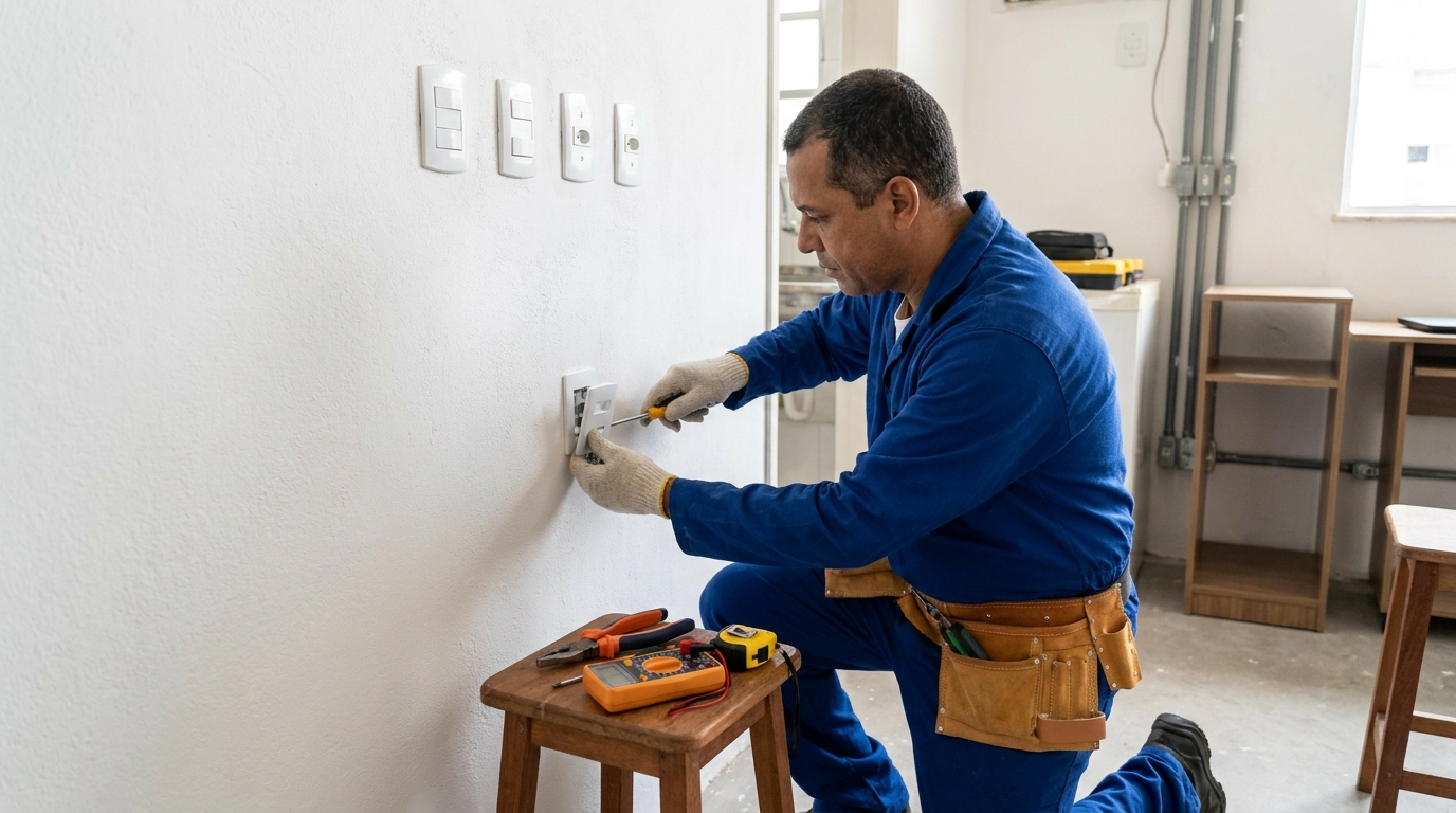 Instalacao de tomada e interruptor profissional em Limeira‑SP